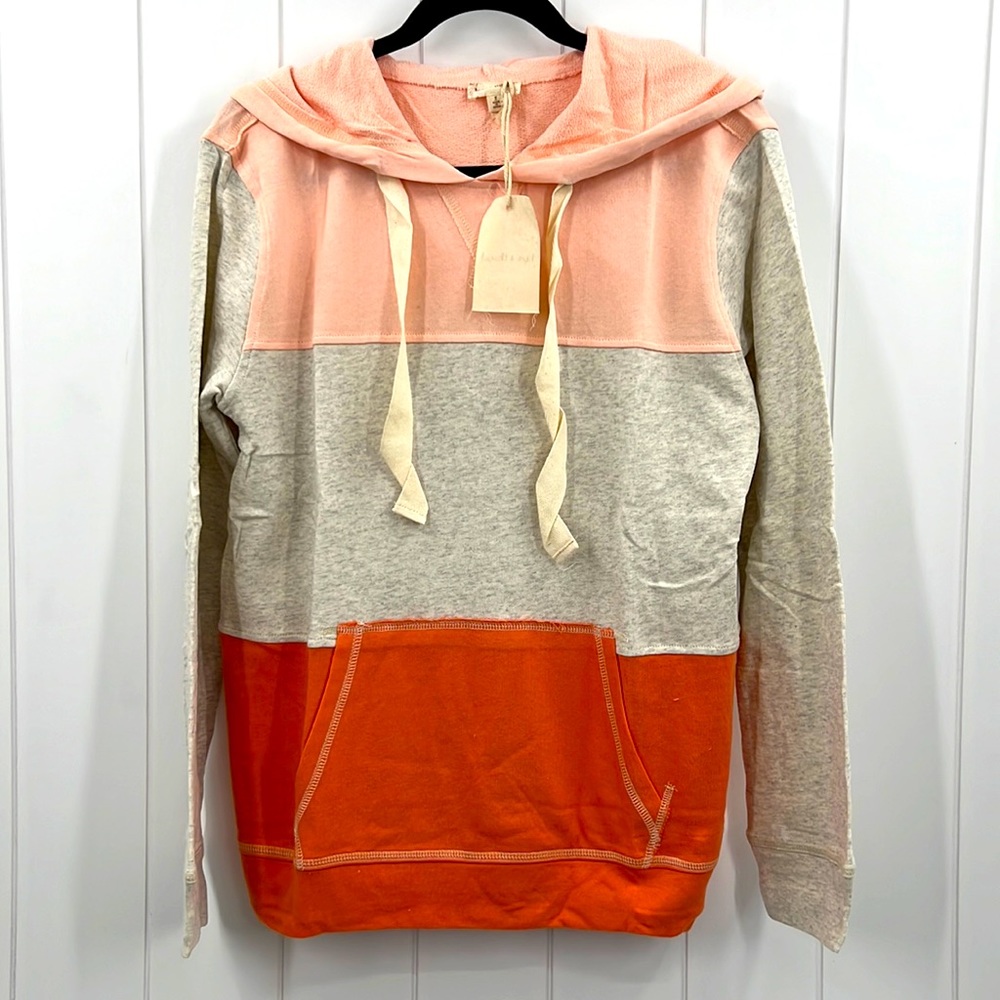 🆕Hem & Thread Sweatshirt Hoodie Sherbert & Gray Colorblock S,M & L Available - Picture 2 of 9